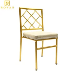 Zlatni metalni stolac za blagovaonicu od umjetnog bambusa s podlogom